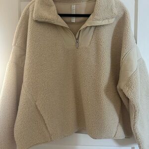 Women's Cream Sherpa Half-Zip Pullover Jacket